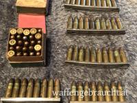 71 Stück Patronen Kaliber 7,63 (Neu und Sammlermunition) und 5 Ladestreifen