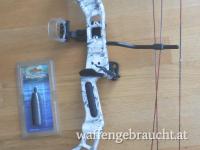 Rex "Ek" Compound Bogen in Winter-Camo, 15-55 lb, mit Pfeiauflage, Visier, Nocke