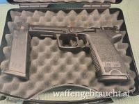 Griffstück einer H&K USP 9mm L. LEM mit Reservemagazin, Koffer, Anschussscheibe *French Special Forces*