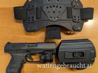 Holster für Walther PPQ mit Viridian Licht/Laser Modul und Drop Leg Plattform mit Koppel/Innengürtel von "RADAR 1957"