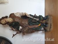 Handgeschnitzter "Heiliger Hubertus" 81cm Holzfigur Jäger Jagd