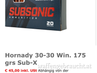 Hornady Subsonic 30-30 Win Munition 