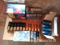 Schrotmunition, Flintenmuntion, Buckshot, Slugs, Konvulut 65 Stück