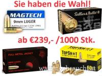 9mm Luger Sellier & Bellot, TopShot u. MagTech oder Geco- ab 239.-- auf Lager !