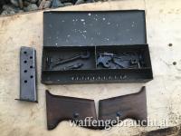 Waffenmeisterbox "evx" mit Mauser HSc Kleinteilen, Griffschalen & Magazin