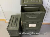 13 stk. Blech Munition Kisten original Surplus BH Militär Kisten