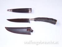 Jagdnicker mit Griff aus Gamshorn, 2 Lederhüllen