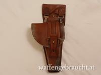 M 35 Browning High Power - Gendarmerie Pistolentasche samt Trageplatte, braun Leder 