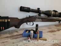 Luxus DRILLING Suhl tiefe Gravuren mit Schwenkmontage und Meopta 3-12x56 LP, Liemke Wärmebild Vorsatz, 7x57R, 16/70, 16/70.