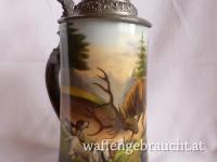 Krug mit Rothirsch und Jagdhunden, 22 cm