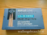 400 Sch. PPU 7,5x55 Swiss FMJBT 174gr / 11,3g A-345 Konvolut (VE 20)