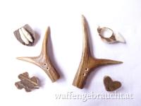 Nr. 7: 2 Aufnäher, 4 Broschen - Reh- / Hirschhorn