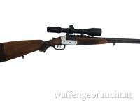 gebr. HEYM Mod. 22 S mit Umschaltung mit Fixmontage montiertem AJ 5-20x50L Abs. 4-NP, Zustand; Gut Kal. 20/70