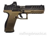 gebr. WALTHER PDP Full Size 5" mit Holosun Mod. SCS-PDP-GR und JWL Daumenauflage mit Weaverschiene, mit Reservemagazin im Origin
