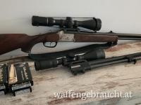 Blaser LUXUS B95/97 Bergstutzen 30.06 / 5,6x52 R Burris 2,5-10x50 LP mit Wechsellaufbündel 9,3x74 und 16/70 mit Bauer 3-12x50 LP
