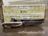 Thüringer Wald Jagdknicker Damast mit 10cm Klingenlänge, Flachangel und Gürtelscheide