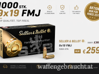 S&B 9mm Luger FMJ 115grs / 1000 Schuss * statt 358.- € * Sie sparen 99.- €