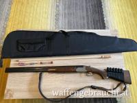 Bockdoppelflinte 12/70 + Putzzeug + Transporttasche + Trageriemen + Pufferpatronen + Patronenhalter