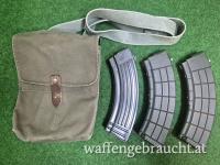 3 Stk AK Magazine (1 Stahl, 2 Polymer / Kat.A) +Tasche