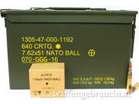 7,62x51 Nato Ball M80 (.308 Win.) 640 Stk. in der Nato Box - 0,91/Stk. - auf Lager !