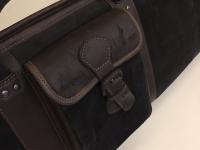Gewehrtasche Hirschleder 130cm m.Tasche Carabiner dunkelbraun