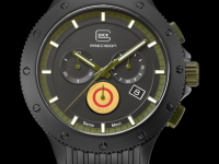 Glock Watch blk Titanium Case green Silicon Strap